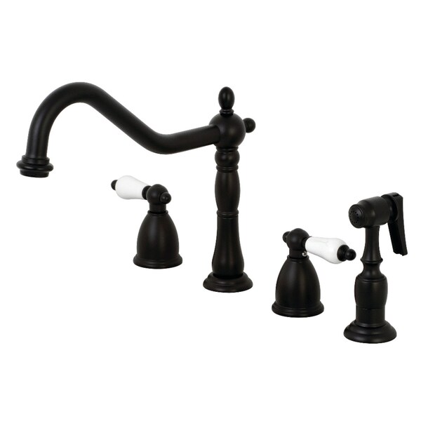 KB1790PLBS 8" Widespread Kitchen Faucet W/ Brass Sprayer, Matte Black